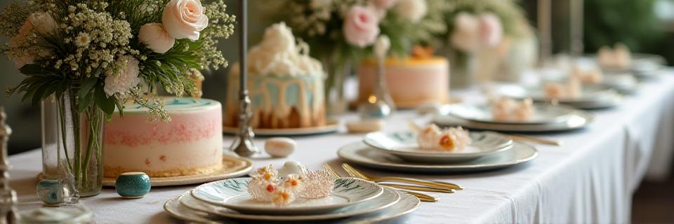 Tavola apparecchiata con menu calligrafati e torte artistiche di Inchiostro Delizia a Casoli